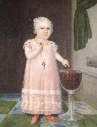 Johnson Joshua Little Girl in Pink with Goblet Filled with Strawberries:A Portrait USA oil painting reproduction